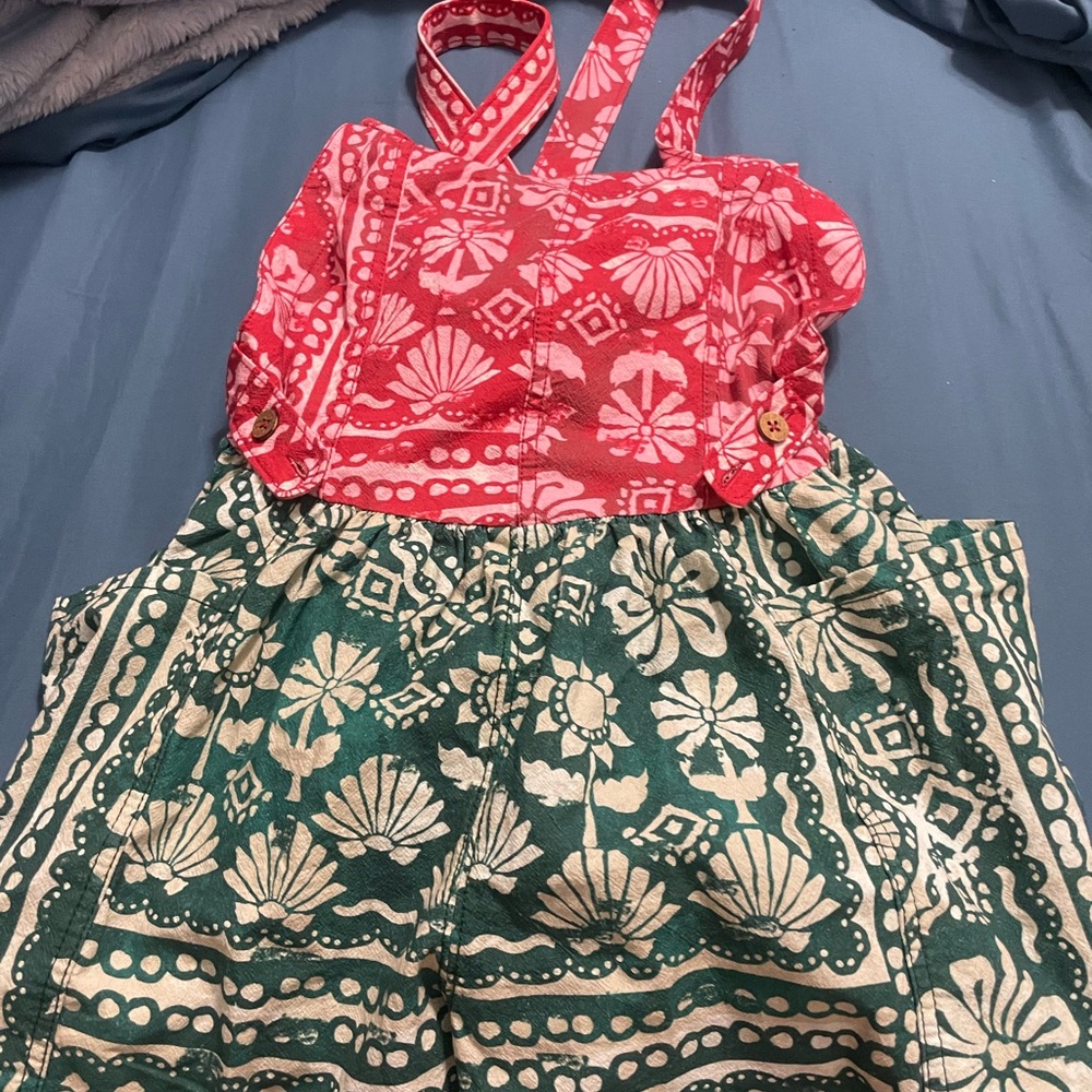 Red and Green Patterned Free people Romper NWT